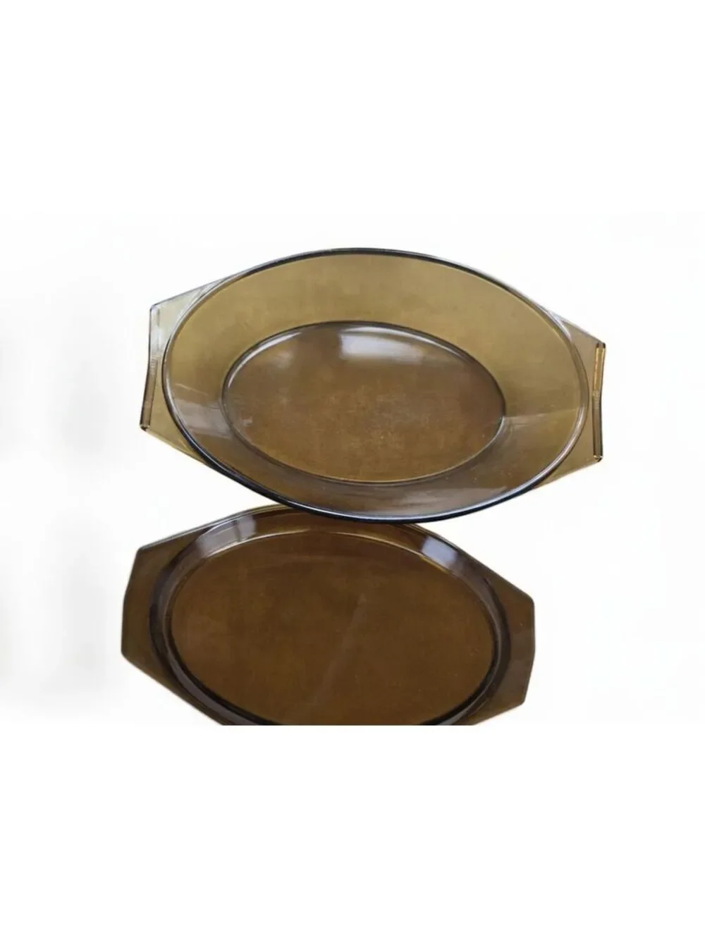Vintage Arcopal France Amber Glass Oval Casserole Dish & Lid